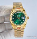 Swiss Replica Rolex Day-date 36mm Swiss 2836 Watch Olive Green Fluted Bezel_th.jpg